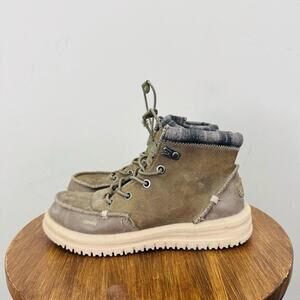 Hey Dude Bradley Youth Classic Brown Leather Boots Boys Size 2